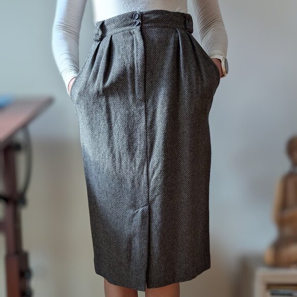 Dior Wool Tweed Skirt Brown Pencil Midi Straight Skirt Size 10 - Picture 8 of 16